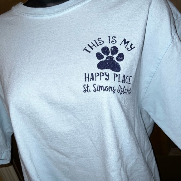 LAST CALL St Simons Island Happy Place Dog Graphic Blue Short Sleeve Tee Size L - Picture 3 of 7